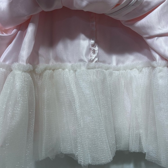 American Princess Pink Lace Dress w/ Front Bow & Rhinestone waist Size  24months - Picture 7 of 9